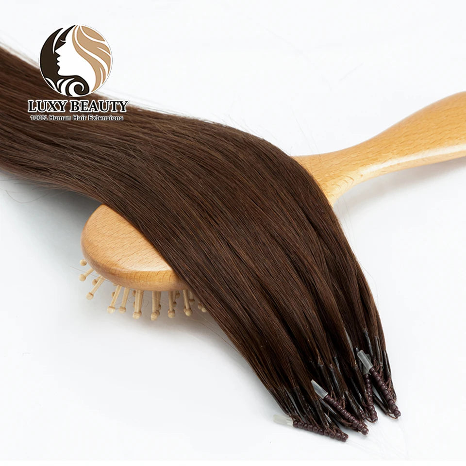 8D Micro Bead Hair Extensions – Human Hair Nano Ring with Invisible Mini Silicone Beads, Available in Black, Brown & Blonde Microlink Styles