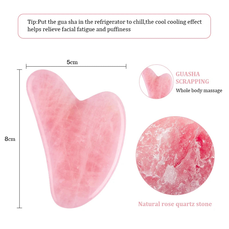 Natural Rose Jade Gua Sha - Facial & Body Massager for Skin Lifting & Wrinkle Care