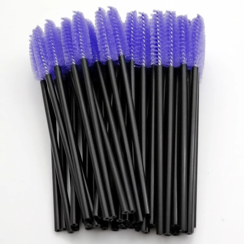 50 Pcs Eyelash Makeup Brushes – Diamond Handle Crystal Mascara Wands