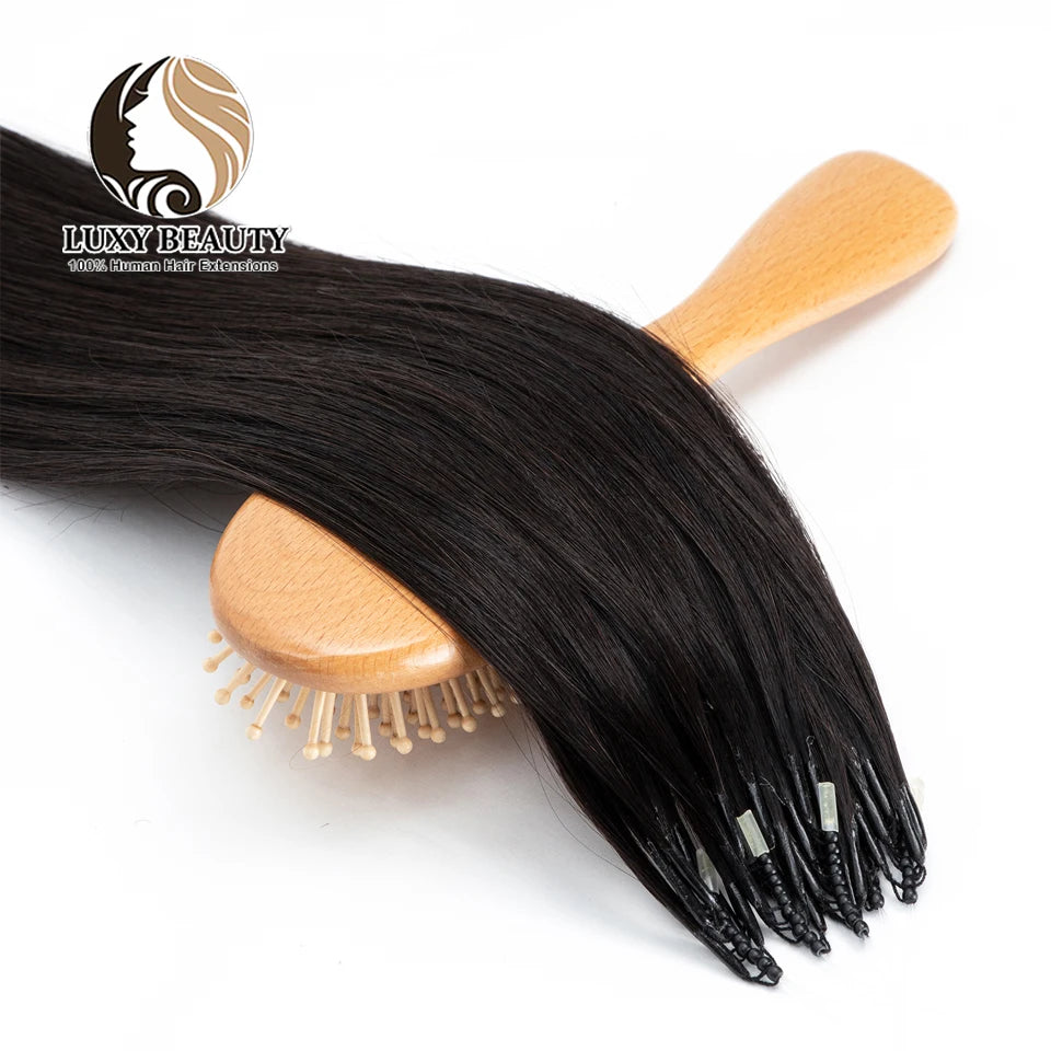 8D Micro Bead Hair Extensions – Human Hair Nano Ring with Invisible Mini Silicone Beads, Available in Black, Brown & Blonde Microlink Styles