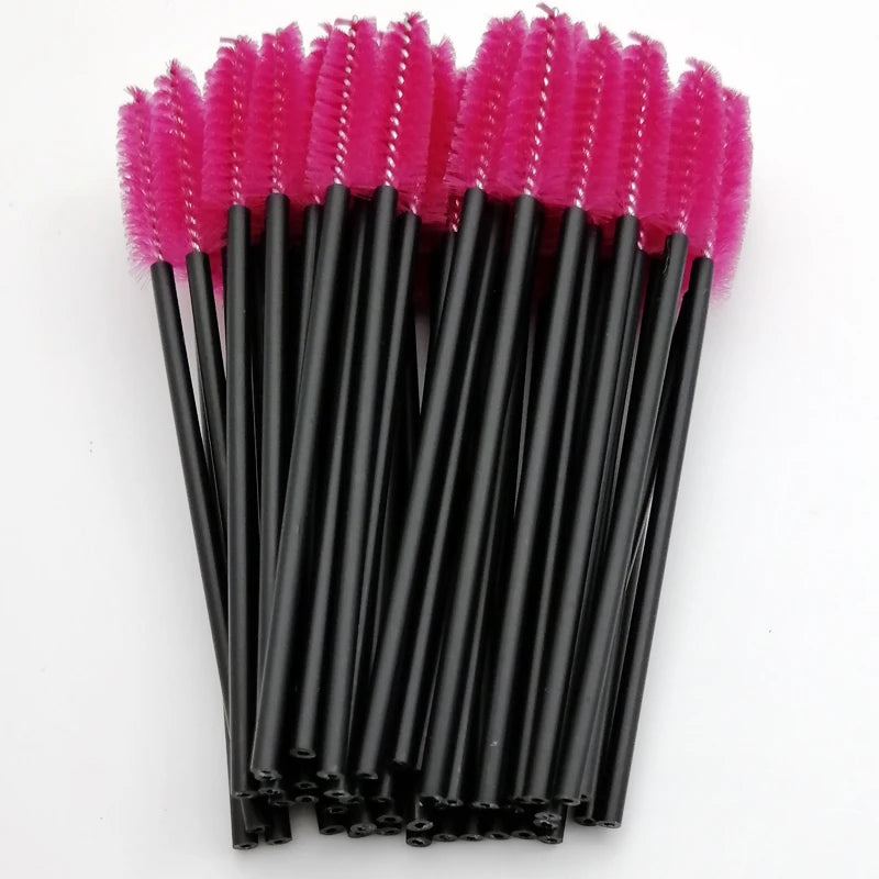 50 Pcs Eyelash Makeup Brushes – Diamond Handle Crystal Mascara Wands