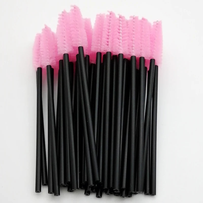 50 Pcs Eyelash Makeup Brushes – Diamond Handle Crystal Mascara Wands