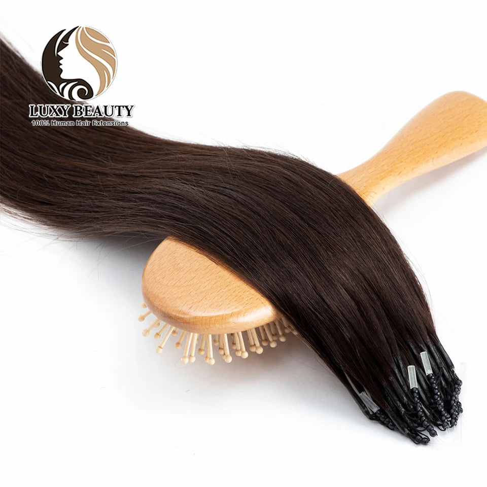 8D Micro Bead Hair Extensions – Human Hair Nano Ring with Invisible Mini Silicone Beads, Available in Black, Brown & Blonde Microlink Styles