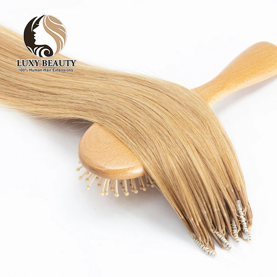 8D Micro Bead Hair Extensions – Human Hair Nano Ring with Invisible Mini Silicone Beads, Available in Black, Brown & Blonde Microlink Styles