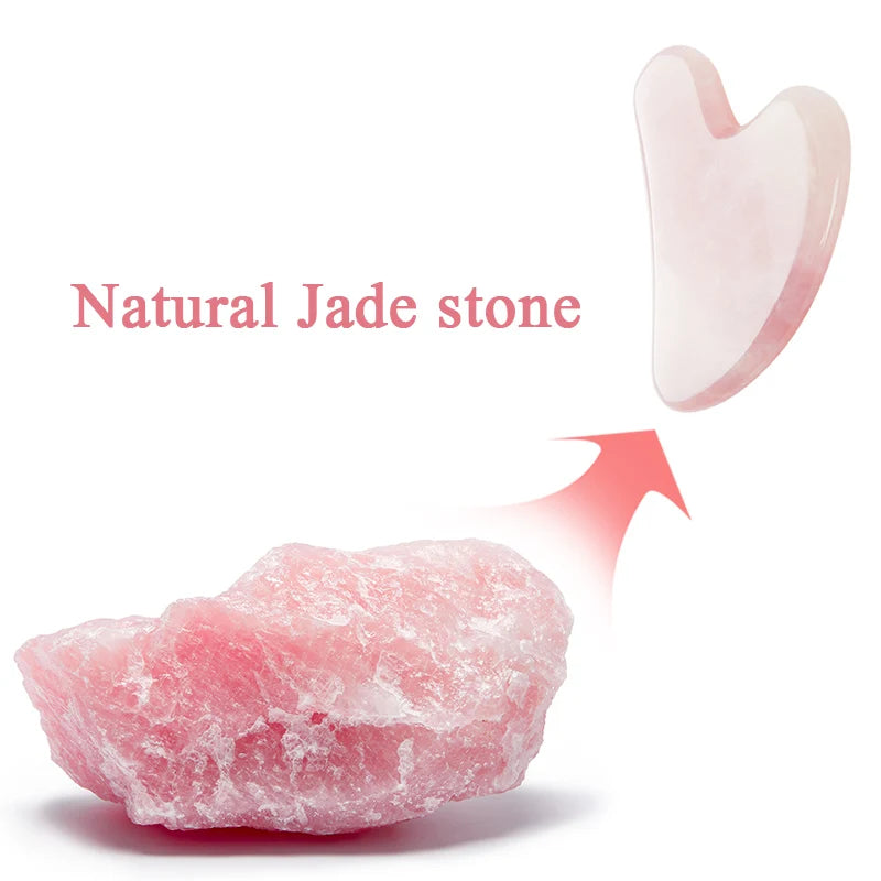 Natural Rose Jade Gua Sha - Facial & Body Massager for Skin Lifting & Wrinkle Care