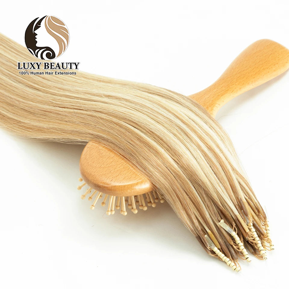 8D Micro Bead Hair Extensions – Human Hair Nano Ring with Invisible Mini Silicone Beads, Available in Black, Brown & Blonde Microlink Styles