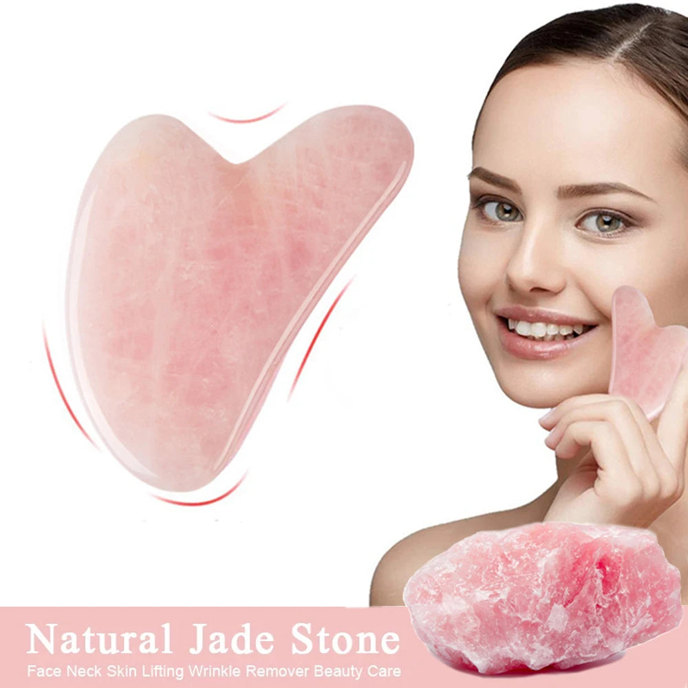 Natural Rose Jade Gua Sha - Facial & Body Massager for Skin Lifting & Wrinkle Care