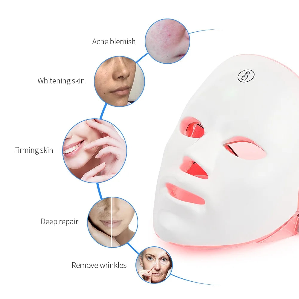 Rechargeable Facial LED Mask 7 Colors LED  Beauty Mask Skin