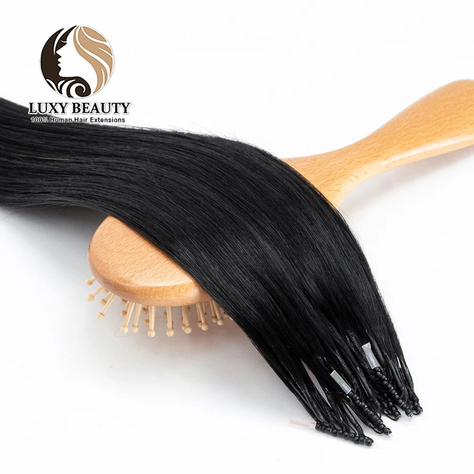8D Micro Bead Hair Extensions – Human Hair Nano Ring with Invisible Mini Silicone Beads, Available in Black, Brown & Blonde Microlink Styles