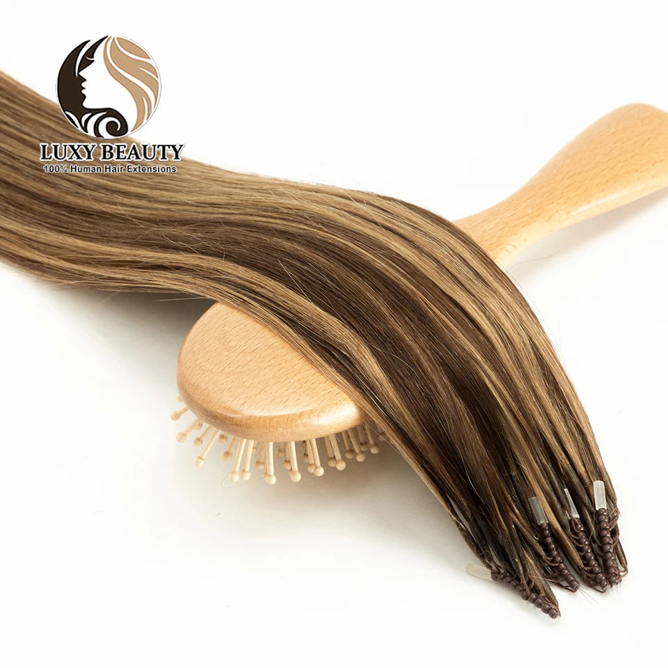 8D Micro Bead Hair Extensions – Human Hair Nano Ring with Invisible Mini Silicone Beads, Available in Black, Brown & Blonde Microlink Styles