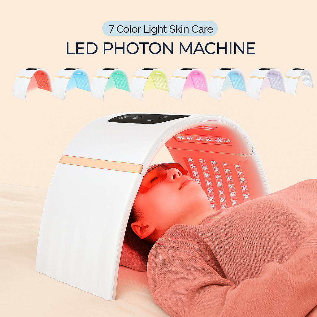 112 Light Bead LED Photon Mask – 7-Color High-Energy Facial Machine for Face, Neck, and Body, Home or SPA Skin Care Use