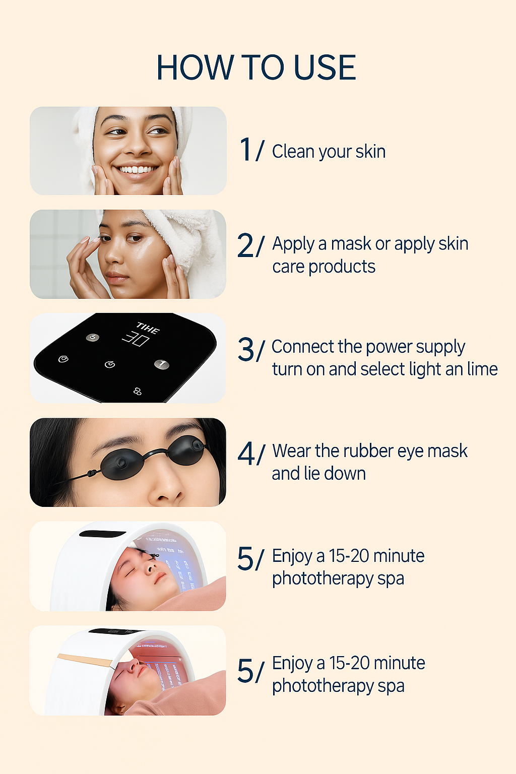 112 Light Bead LED Photon Mask – 7-Color High-Energy Facial Machine for Face, Neck, and Body, Home or SPA Skin Care Use