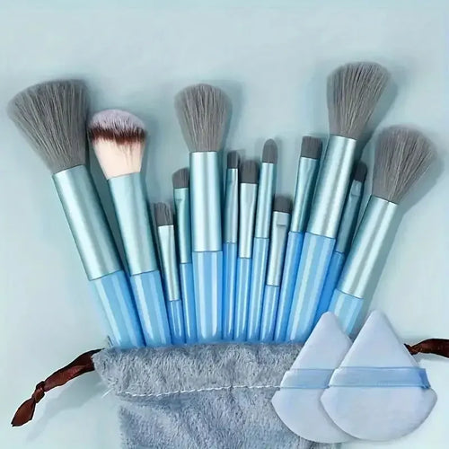 Premium Synthetic Nylon Bristle Makeup Brush Set - Soft, Gentle - 13pcs