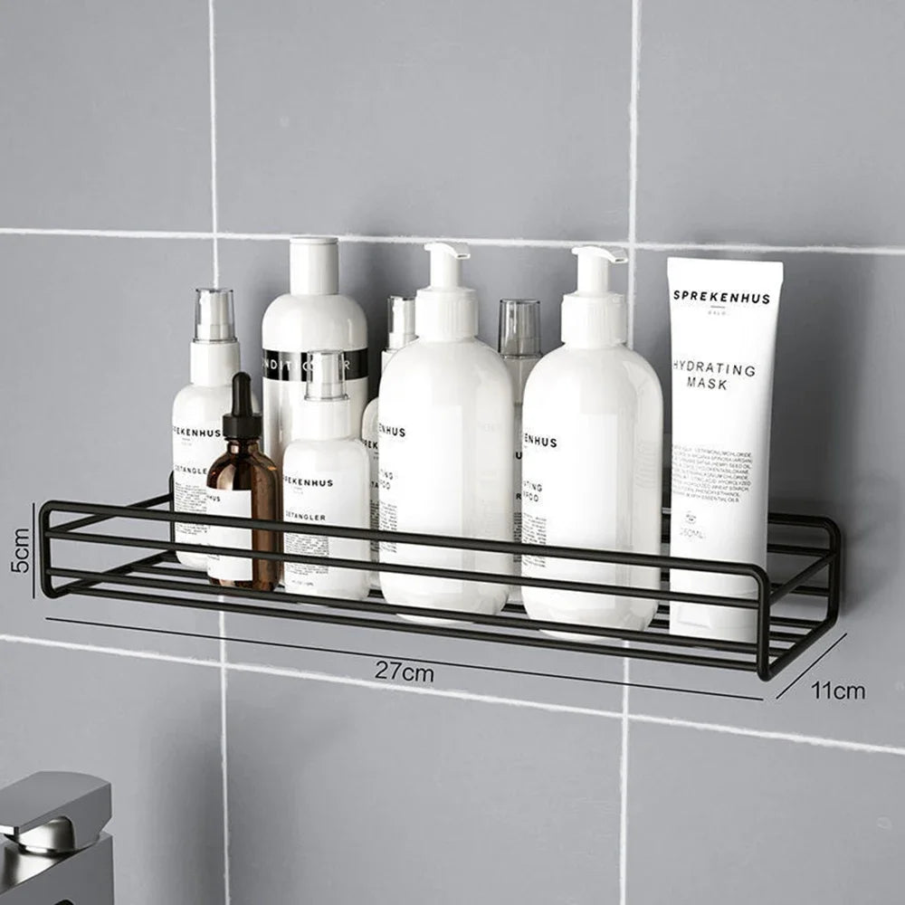 Bathroom Shelf Shower Wall Mount Shampoo Storage Holder with Suction Cup - No Drilling Kitchen Storage