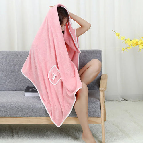 Soft Coral Velvet Shower Wrap - Thickened & Pure Cotton