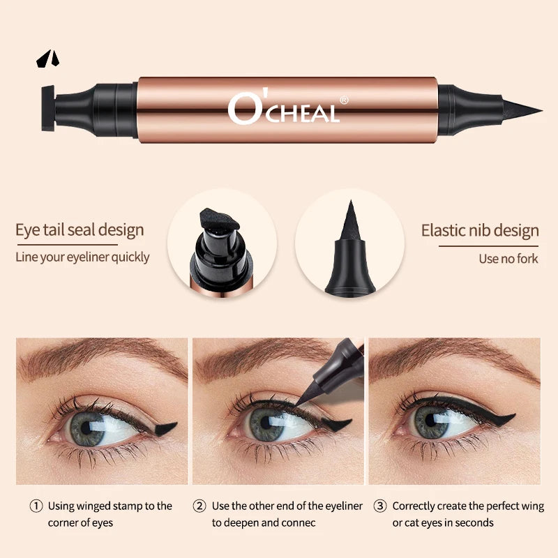 Eyeliner Stamp Black Liquid Eyeliner Pen Waterproof Fast Dry Dual Head Eye Liner Pencil Make-up for Women Cosmetics Tool