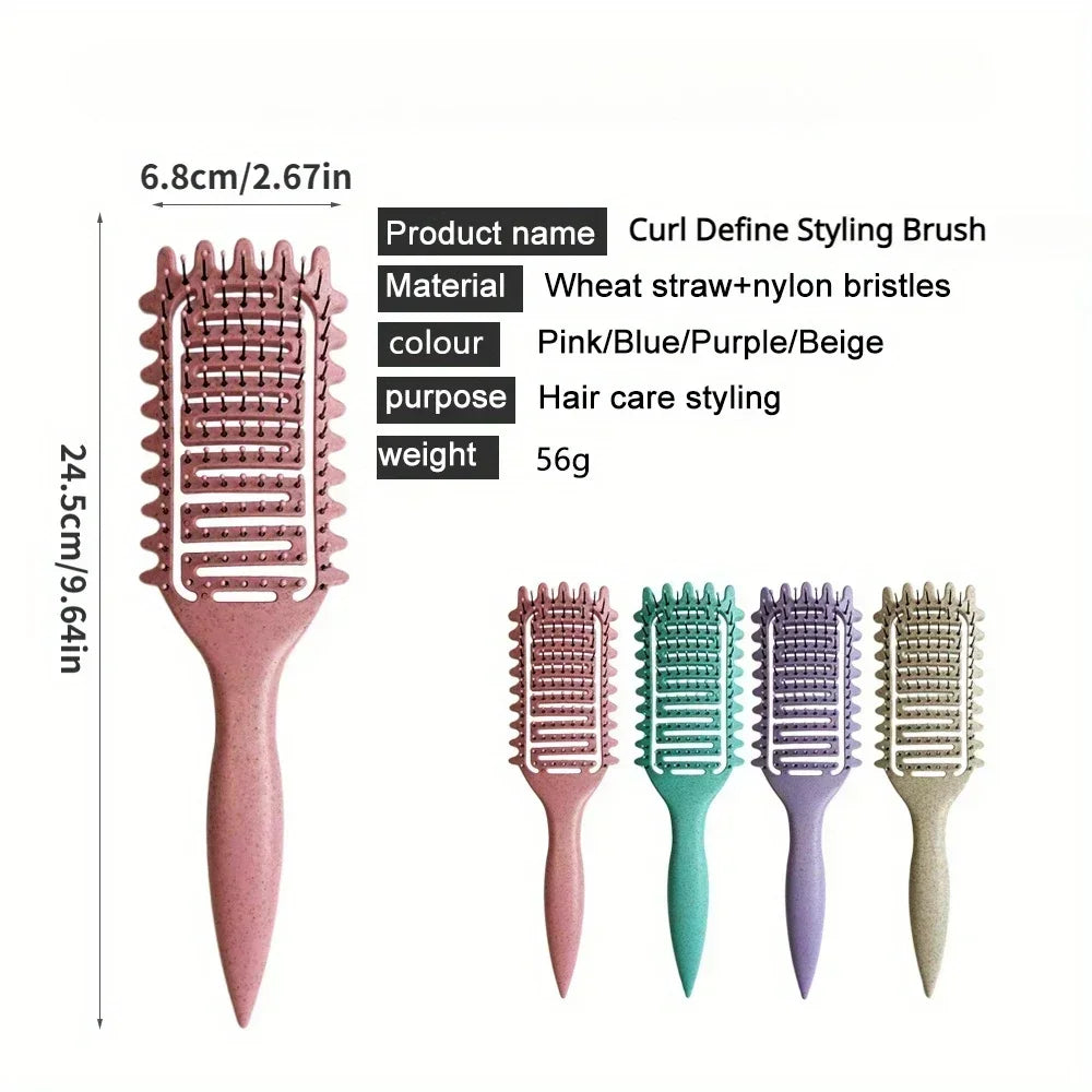 3 in 1 Curl Define Styling Brush Hollow Out Detangling Hair Brush