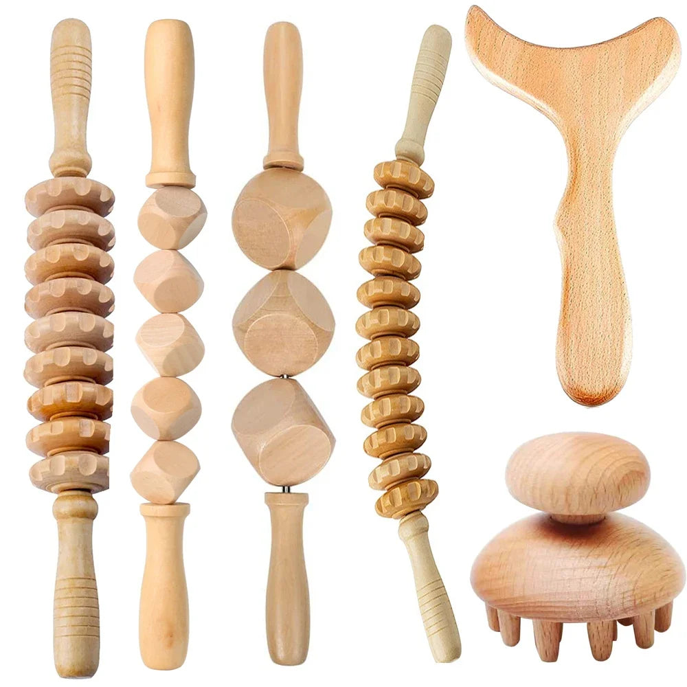 Wooden Therapy Massage Set – Anti-Cellulite & Body Slimming Gua Sha Tools (2/4/6/8PCS)