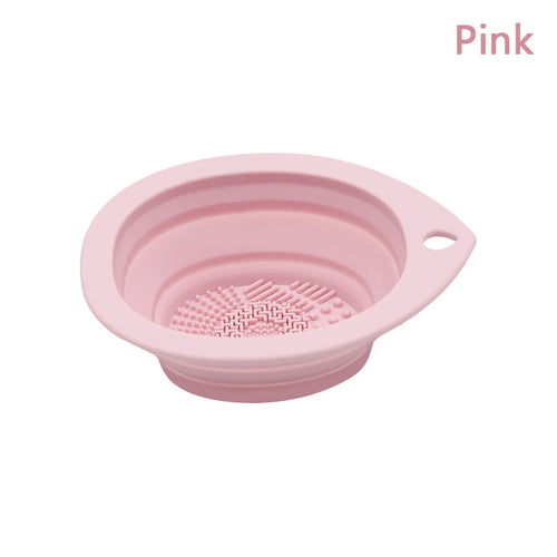 Silicone Makeup Brush Cleaner Folding Powder Puff Cleaning Bowl