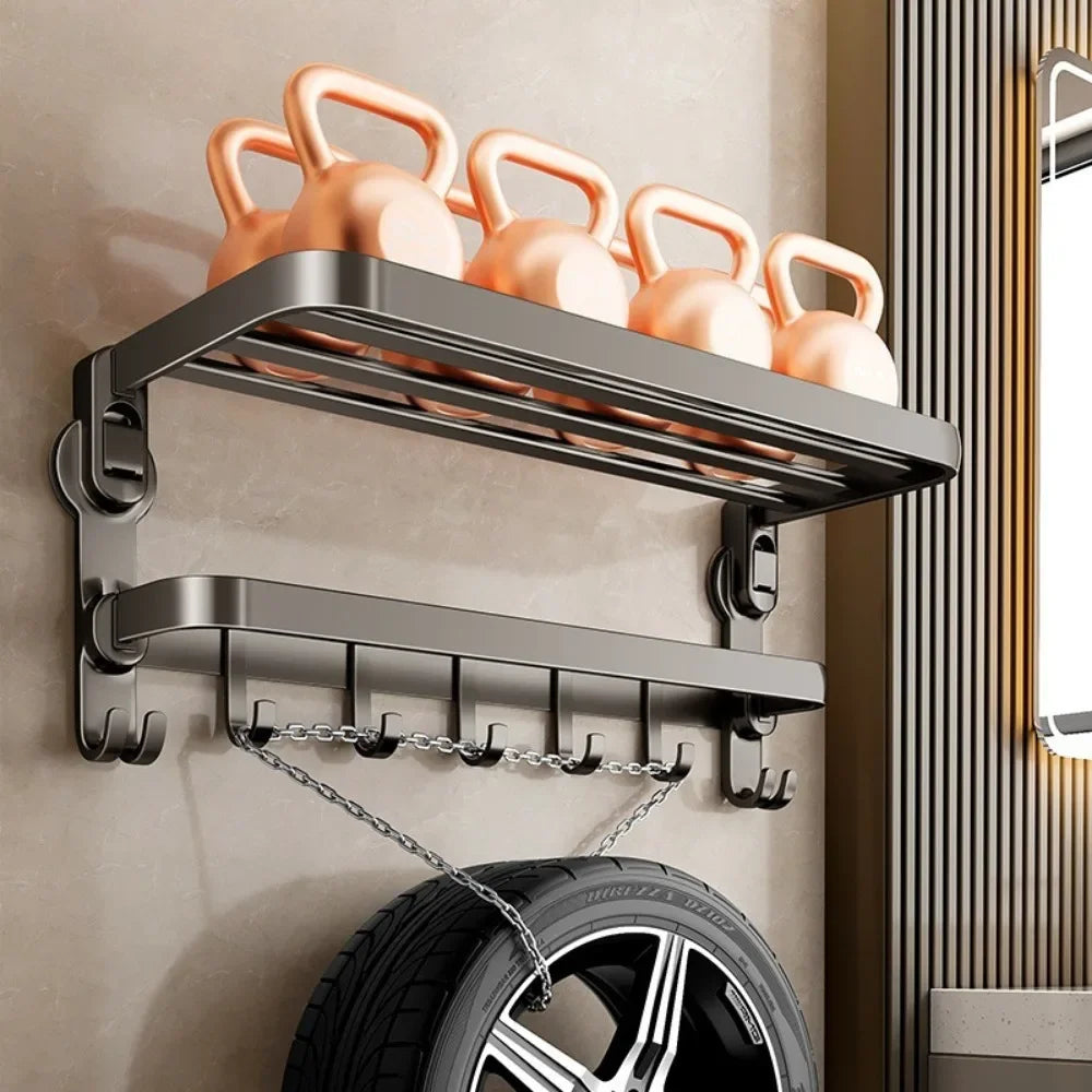 No-hole Suction Cup Towel Rack – Wall Mounted Bathroom Towel Shelf with Integrated Toilet Towel Bar