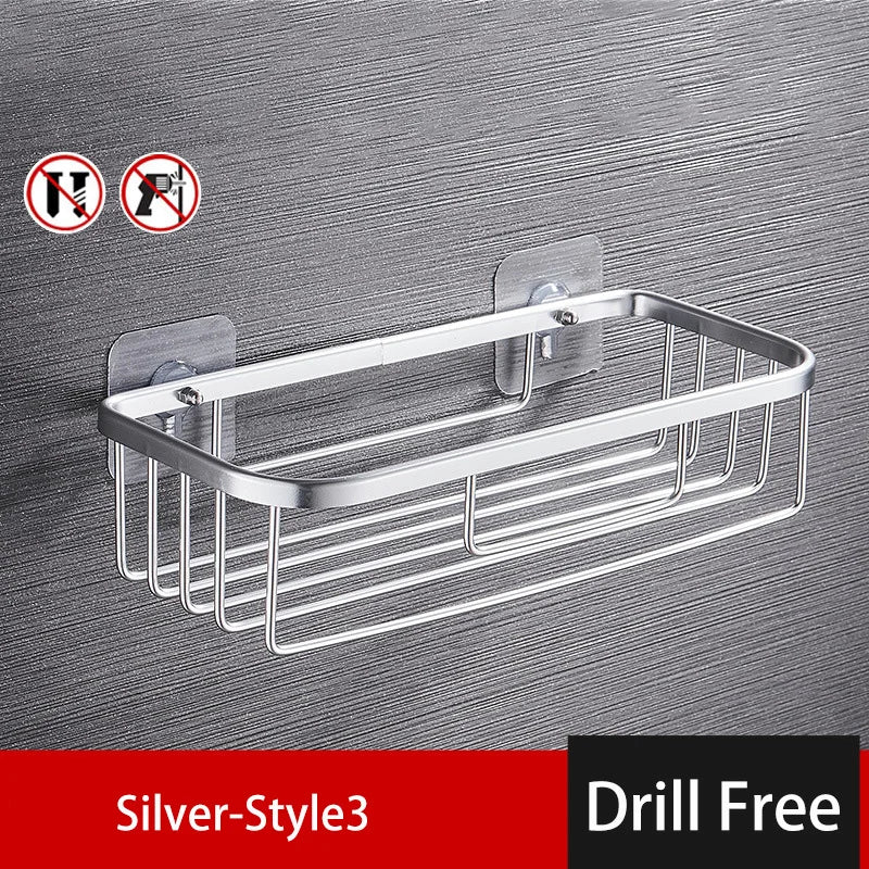 RustProof Space Aluminum Wall Mounted Shower Shelf with Suction Cup