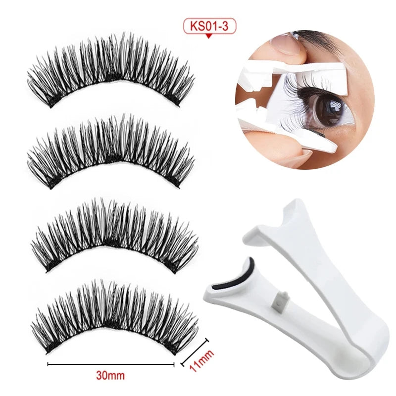 2 Pairs 3D Magnetic Eyelashes Set – 4 Magnets, Reusable False Lashes with Tweezers & Portable Makeup Storage Bag