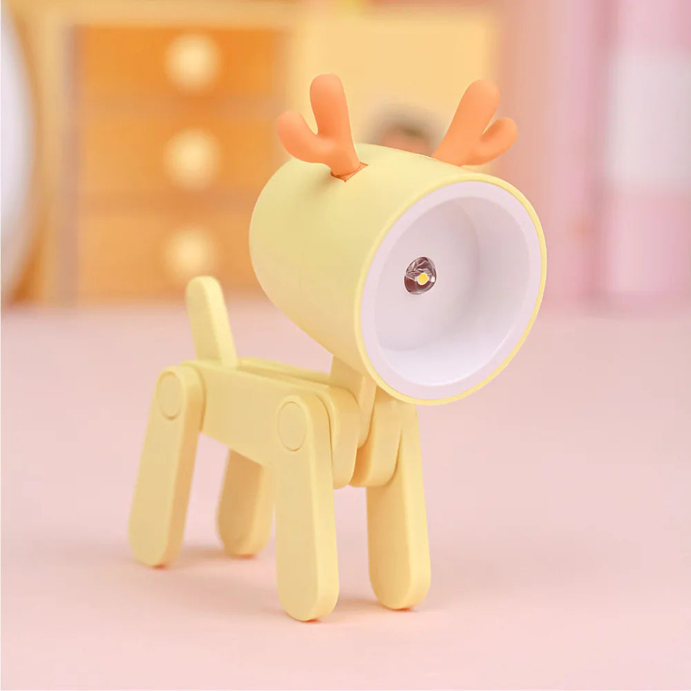 LED Night Light - Mini Folding Desk Lamp, Cute Pet Lights (Dog & Deer) Portable Night Light, Ideal Gift for Students and Living Room Decor