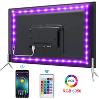 Smart LED Strip Lights 5050 RGB with Bluetooth APP & Remote Control - 5V USB Flexible Ribbon Lamp for Christmas & Room Decor