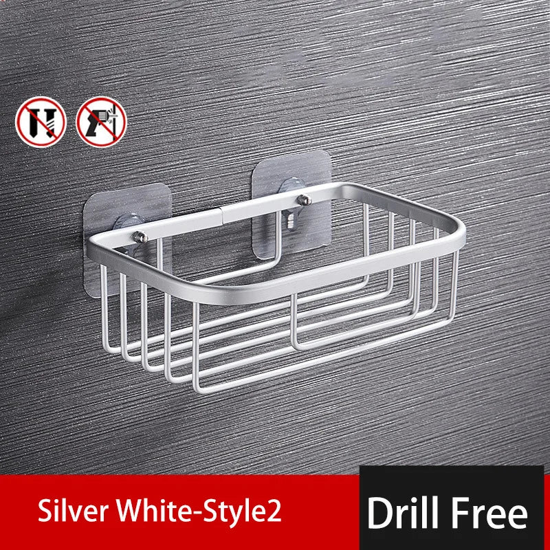 RustProof Space Aluminum Wall Mounted Shower Shelf with Suction Cup