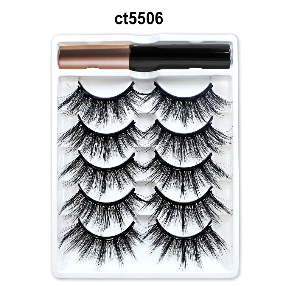 Magnetic Lashes Kit – 5 Pairs Reusable Magnetic False Eyelashes with Eyeliner & Applicator for Natural Look