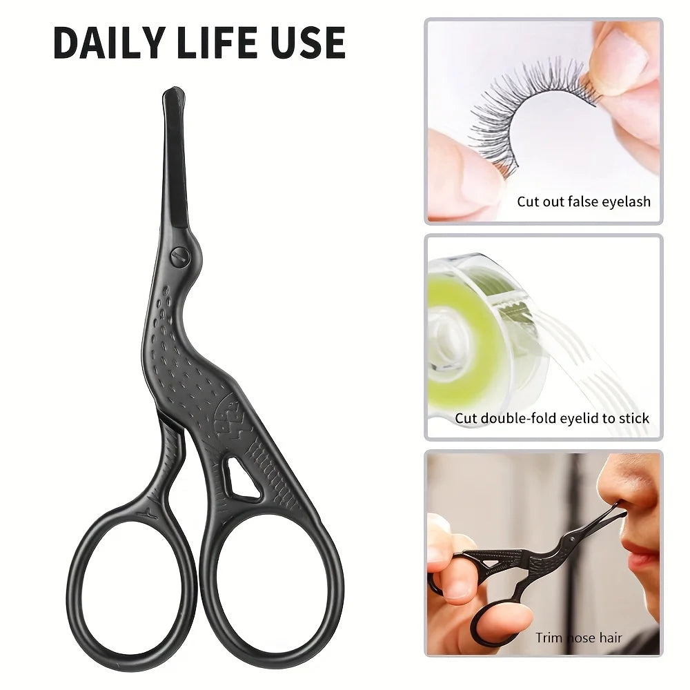 Round Head Stainless Steel Nose Hair Scissors Stork Type