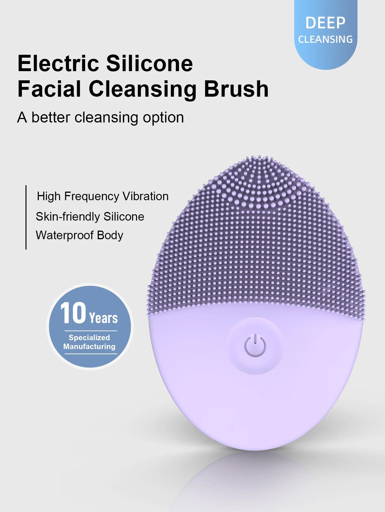 Electric Facial Cleansing Brush – Deep Pore Cleaning, Silicone Beauty Brush with Sound Wave Vibration Massage