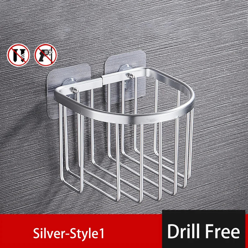 RustProof Space Aluminum Wall Mounted Shower Shelf with Suction Cup