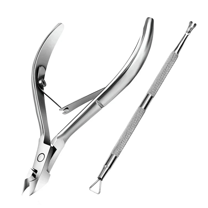 Manicure Set Tool – Steel Cuticle Scissors, Dead Skin Fork, Nail Clipper & Pusher for Nail Cleaning & Pedicure Care