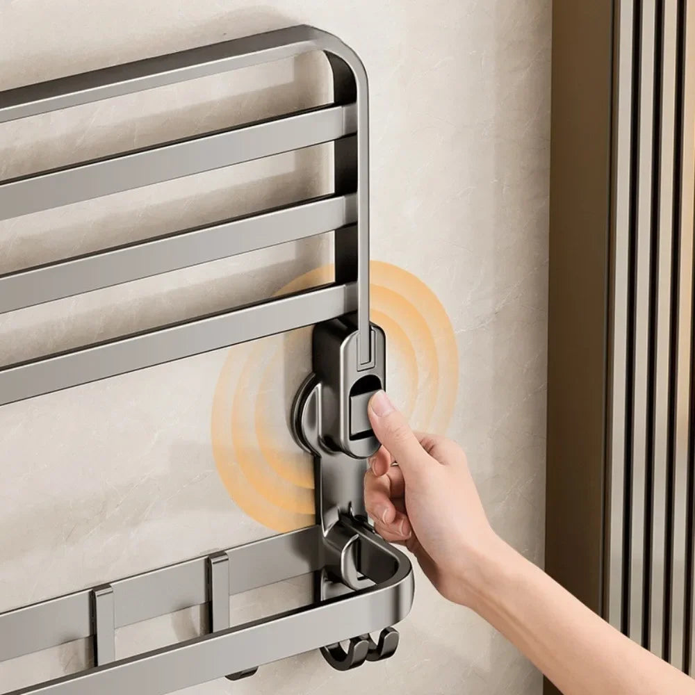 No-hole Suction Cup Towel Rack – Wall Mounted Bathroom Towel Shelf with Integrated Toilet Towel Bar
