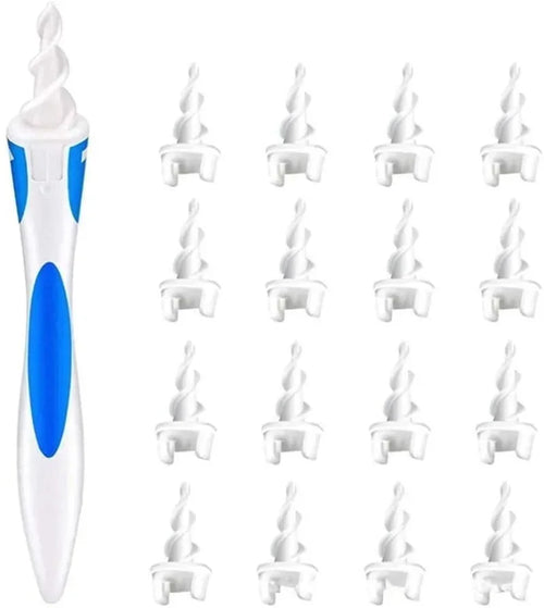 Ear Wax Removal Tool - Soft Silicone Spiral Cleaner with 16 Replacements