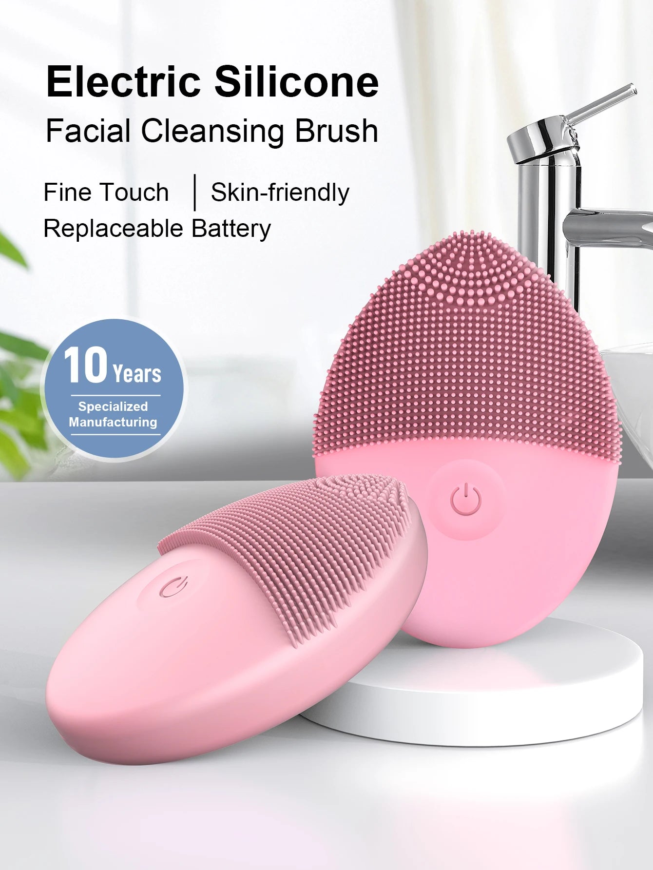 Electric Facial Cleansing Brush – Deep Pore Cleaning, Silicone Beauty Brush with Sound Wave Vibration Massage