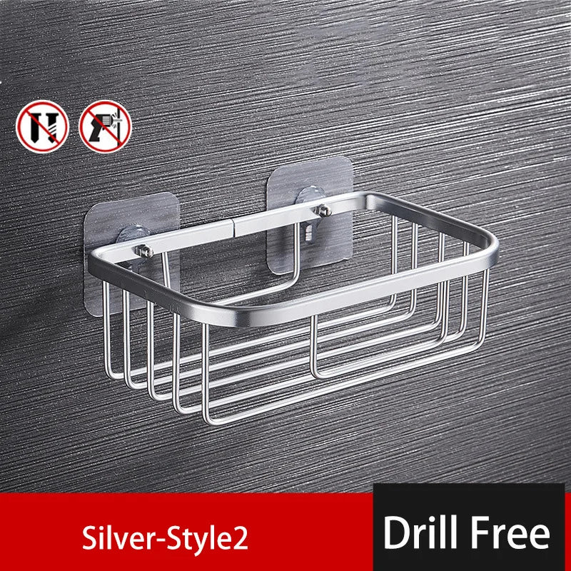 RustProof Space Aluminum Wall Mounted Shower Shelf with Suction Cup