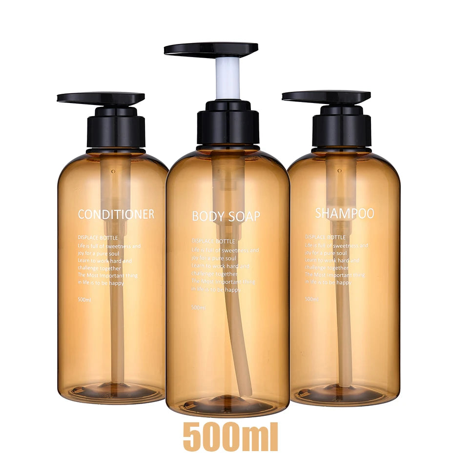 Refillable Shampoo Conditioner Body Wash Dispenser Set Printed Letters Bathroom Soap Bottle Dispenser Shower Pump Shampoo Dispen