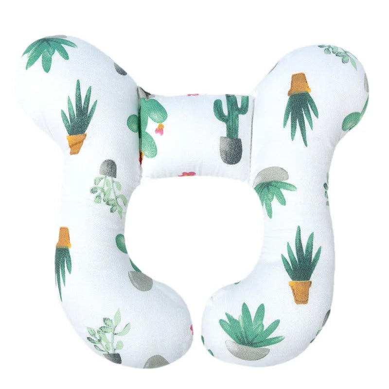 Cartoon Print U-Shaped Pillow for Babies – Neck Protection Travel Pillow for Strollers, Baby Head Shaped Pillow for 0-3 Years