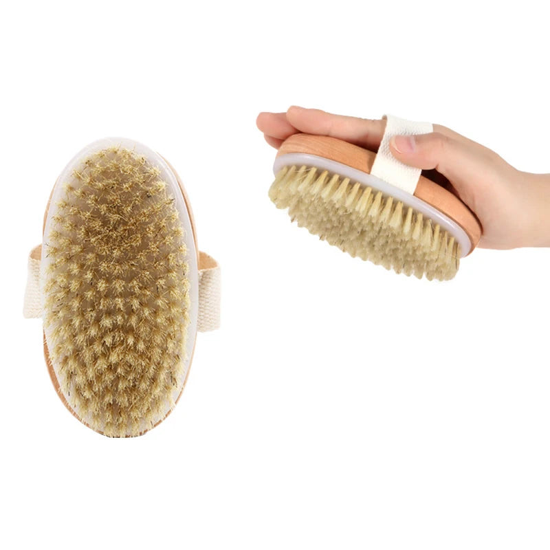 Wood Bath Brush - Exfoliating & Massage for Dry and Wet Use