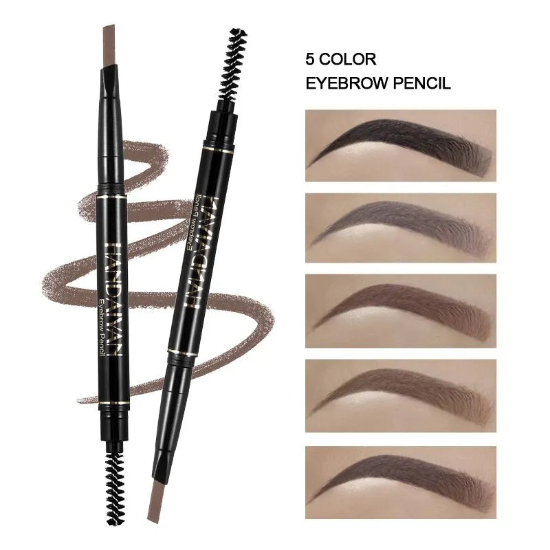 HANDAIYAN Eyebrow Pencil – Automatic Rotating Double-Head Triangle Pen, Long-Lasting Waterproof Makeup in 5 Natural Colors