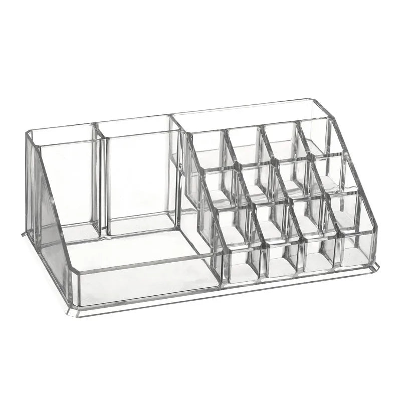 Transparent Acrylic Makeup Organizer Box - 3-5 Grid Brush Holder & Storage for Desk