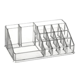 Transparent Acrylic Makeup Organizer Box - 3-5 Grid Brush Holder & Storage for Desk