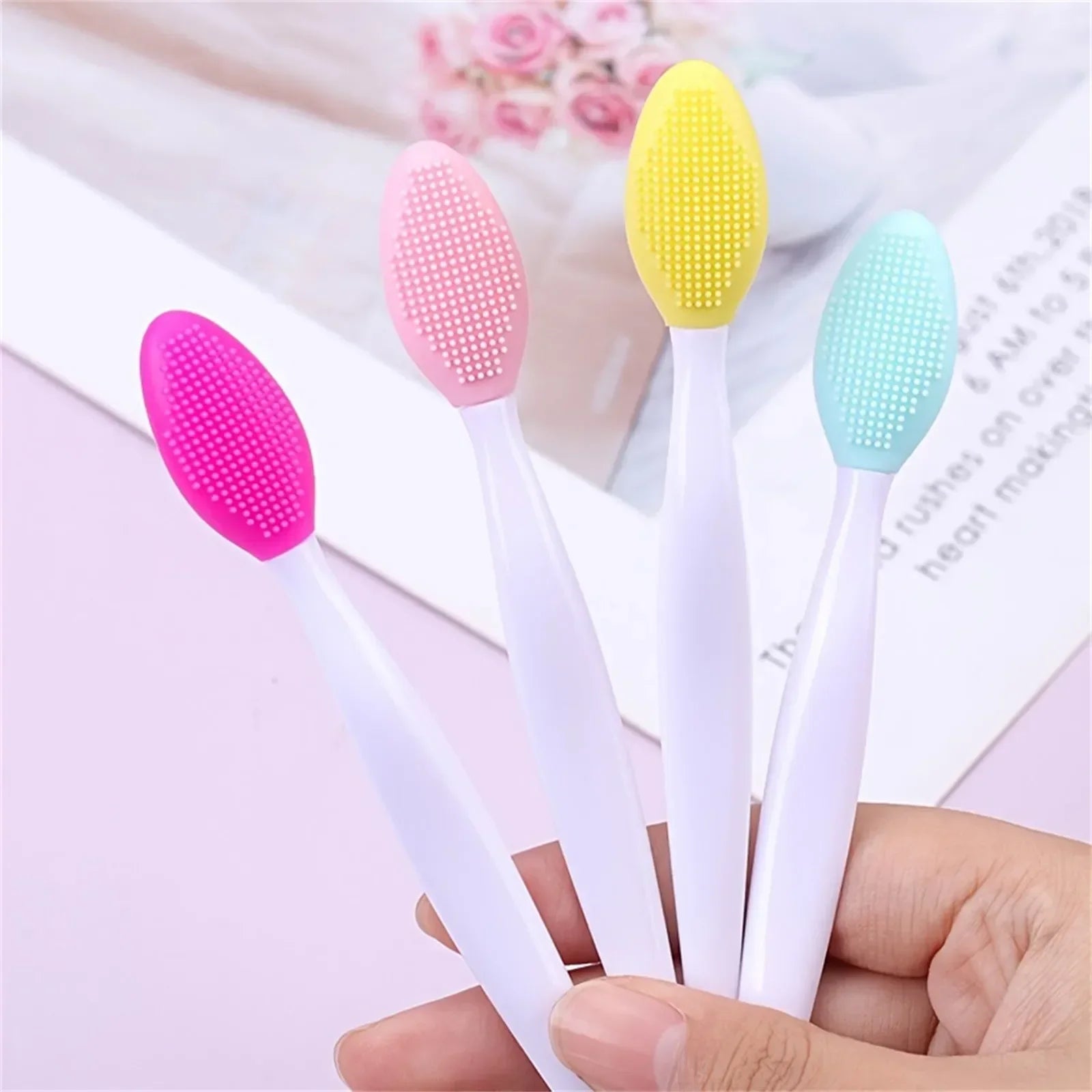 2pc Silicone Skin Care Lip Exfoliating & Nose Cleaning Brush – Blackhead Removal & Facial Scrub Tool, Double-Sided for Deep Cleansing