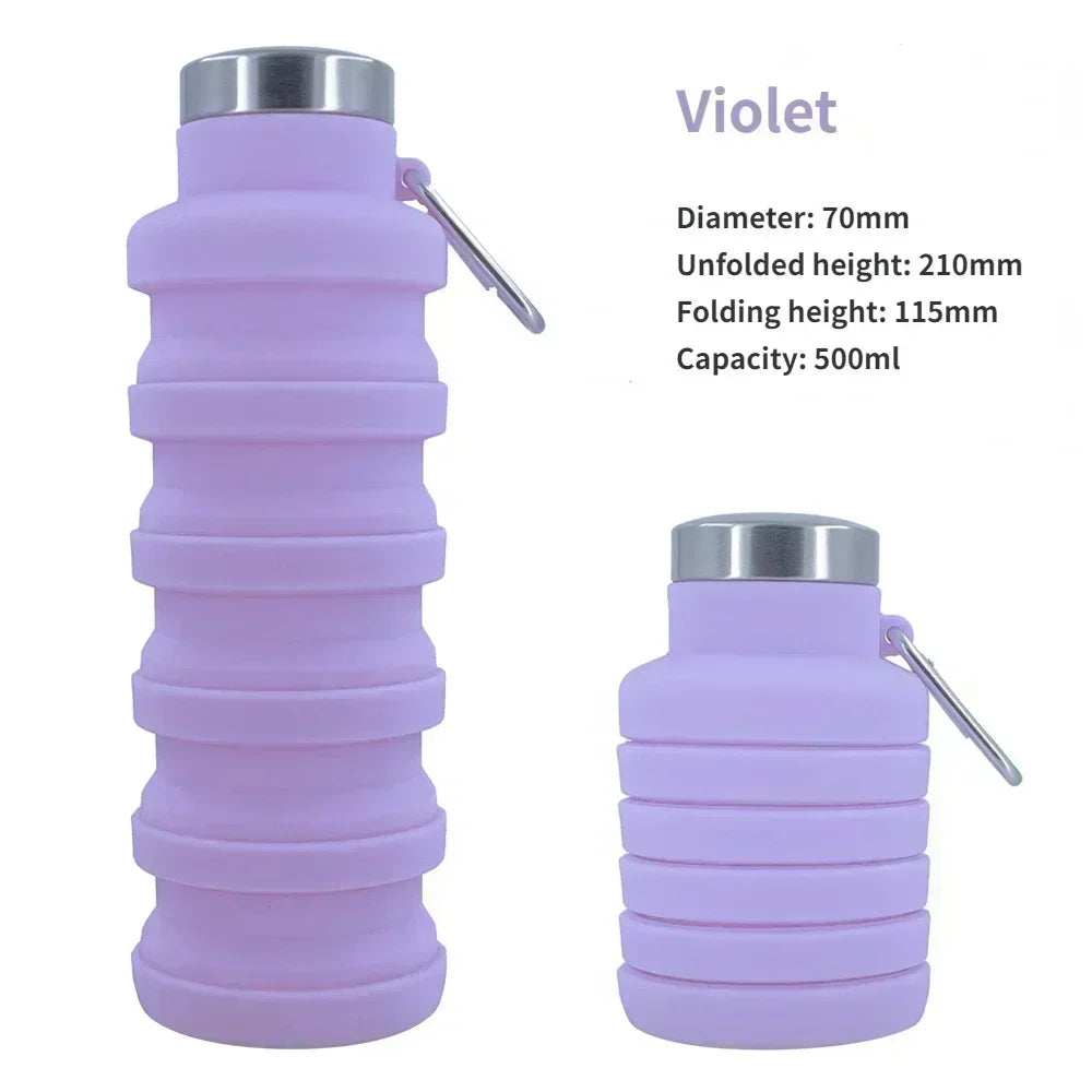 New Portable Silicone Retractable Water Bottle - Collapsible Travel Sport Bottle