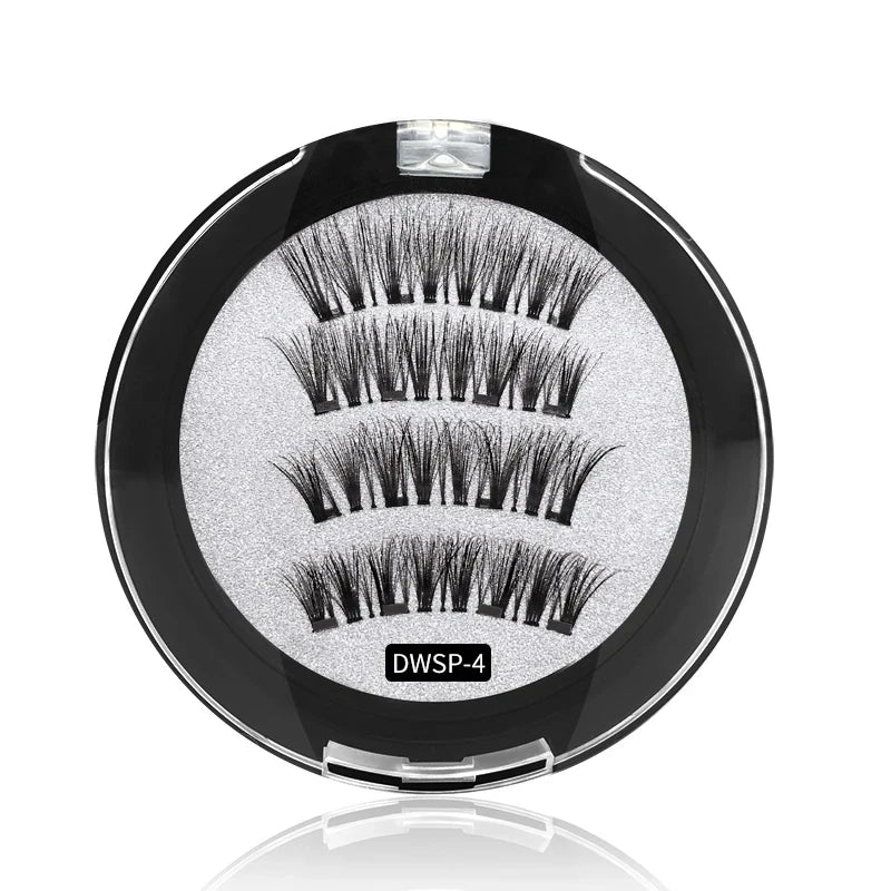 2 Pairs 3D Magnetic Eyelashes Set – 4 Magnets, Reusable False Lashes with Tweezers & Portable Makeup Storage Bag