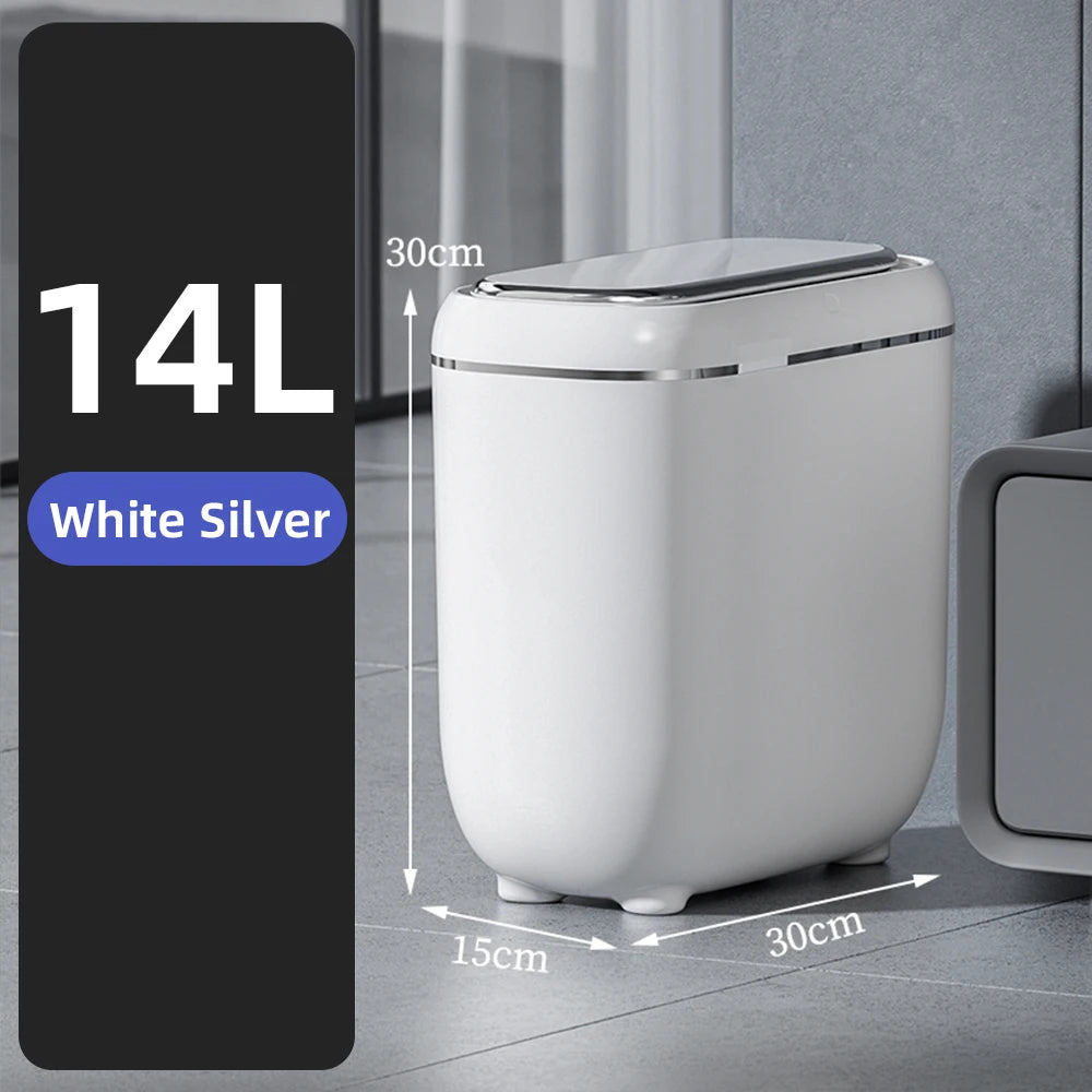 14L Bathroom Smart Sensor Trash Can - Automatic, Waterproof & Charging Wastebin