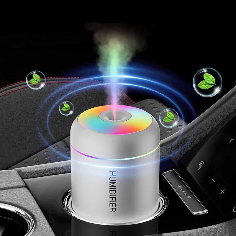 Mini USB Air Humidifier – 180ml Aromatherapy Diffuser for Car, Home, and Bedroom, Quiet LED Essential Oil Purifier