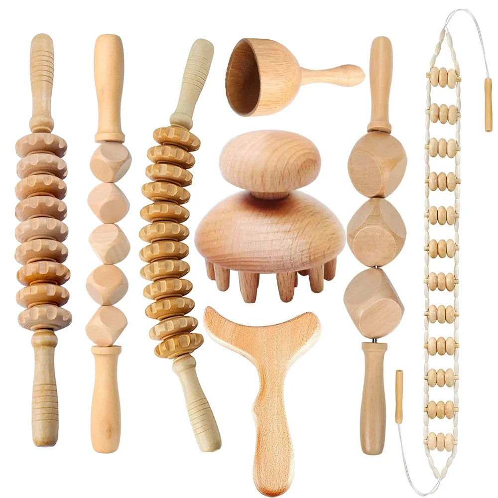 Wooden Therapy Massage Set – Anti-Cellulite & Body Slimming Gua Sha Tools (2/4/6/8PCS)